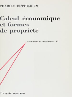 cover image of Calcul économique et formes de propriété